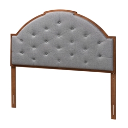 Baxton Studio Madeline Classic and Traditional Grey Fabric and Walnut Brown Finished Wood Queen Size Headboard